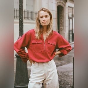 Ozma Zip Popover, Broken Twill, Tomato XS/S